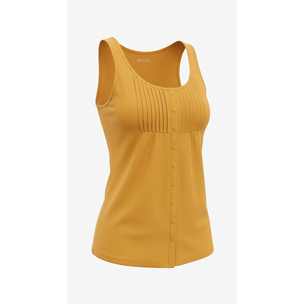 Merona Women Orange Pintuck Button Down Tank Top Sleeveless Rayon XXL